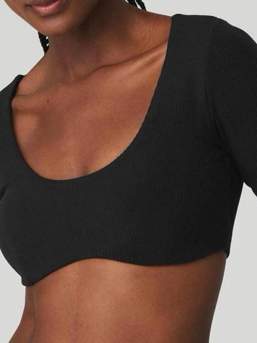 Alo Yoga Black Ribbed Defined Long Sleeve Bra XS